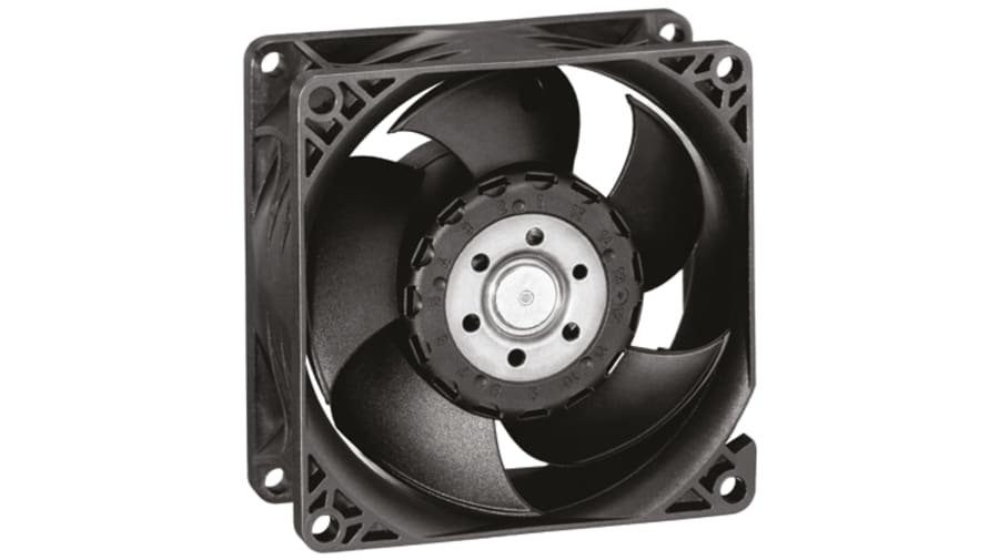 ebm-papst 8200 J Series Axial Fan, 12 V dc, DC Operation, 132.6m³/h, 10W, 833mA Max, 80 x 80 x 38mm – Model: 8212JN