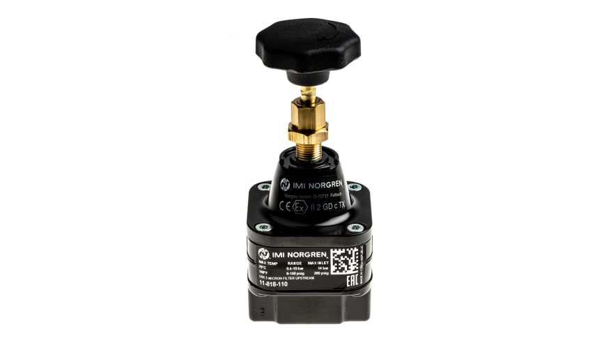 Norgren G 1/4 Pneumatic Regulator - 0.4bar to 10bar, 1/4in, 14bar max. input – Model: 11-818-110