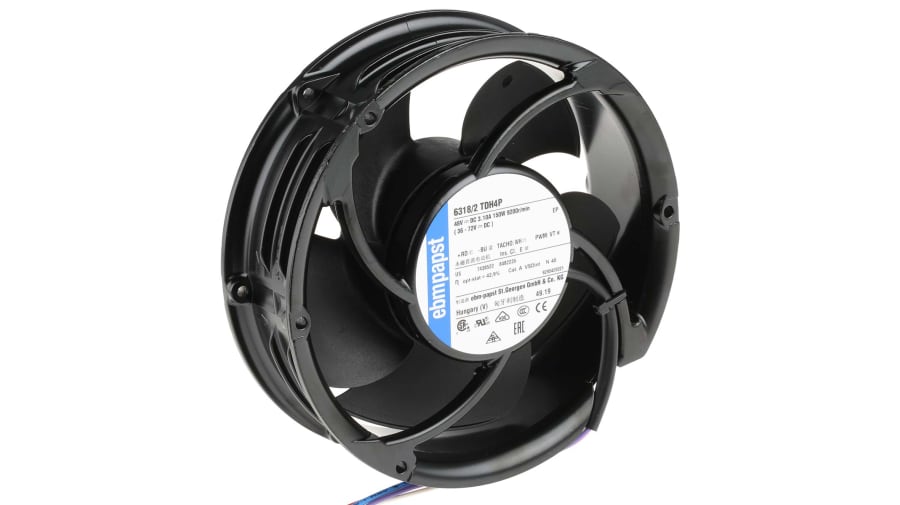 ebm-papst 6300 TD - S-Force Series Axial Fan, 48 V dc, DC Operation, 950m³/h, 150W, 172 x 51mm – Model: 6318/2TDH4P