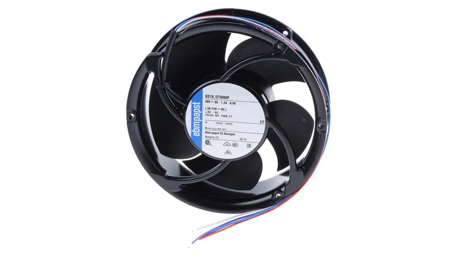 ebm-papst 6300 TD - S-Force Series Axial Fan, 48 V dc, DC Operation, 600m³/h, 40W, 172 x 51mm – Model: 6318/2TDHHP