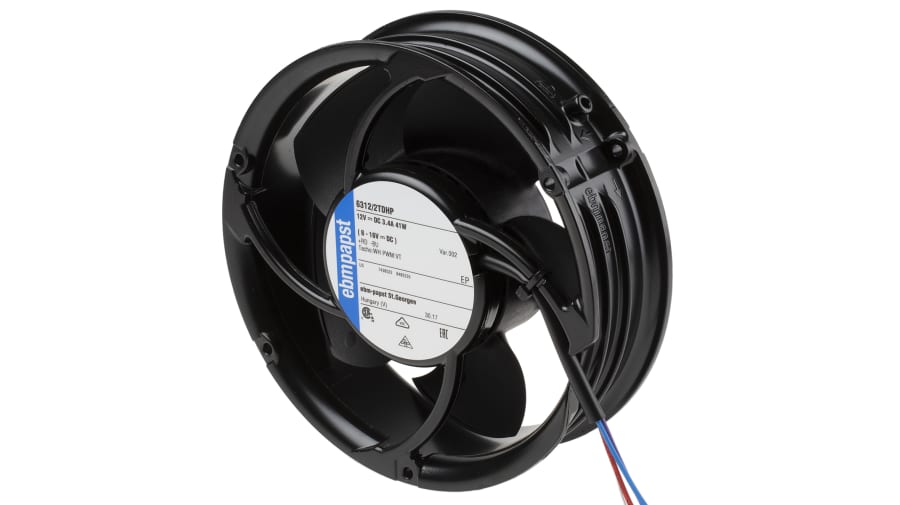 ebm-papst 6300 TD - S-Force Series Axial Fan, 12 V dc, DC Operation, 600m³/h, 40W, 172 x 51mm – Model: 6312/2TDHP