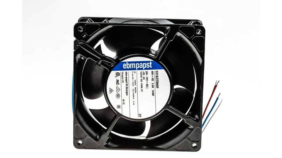ebm-papst 5300 TD - S-Force Series Axial Fan, 48 V dc, DC Operation, 670m³/h, 149W, 140 x 140 x 51mm – Model: 5318/2TDH4P