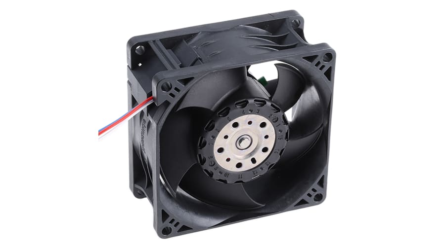 ebm-papst 8200 J Series Axial Fan, 24 V dc, DC Operation, 222m³/h, 38W, 80 x 80 x 38mm – Model: 8214J/2H4