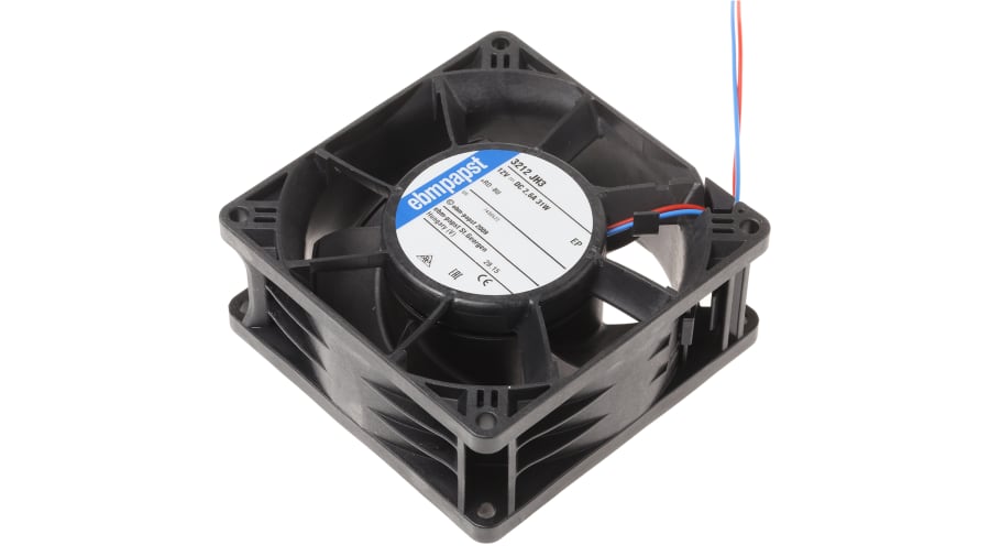 ebm-papst 3200 J - S-Force Series Axial Fan, 12 V dc, DC Operation, 237m³/h, 31W, 92 x 92 x 38mm – Model: 3212JH3
