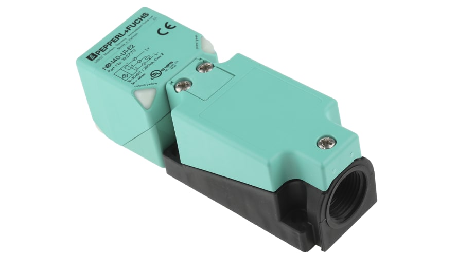 NBN40-U1-E2, Pepperl + Fuchs Inductive Block-Style Proximity Sensor, 40 mm Detection, PNP Output, 10 → 30 V dc, IP69K – Model: NBN40-U1-E2