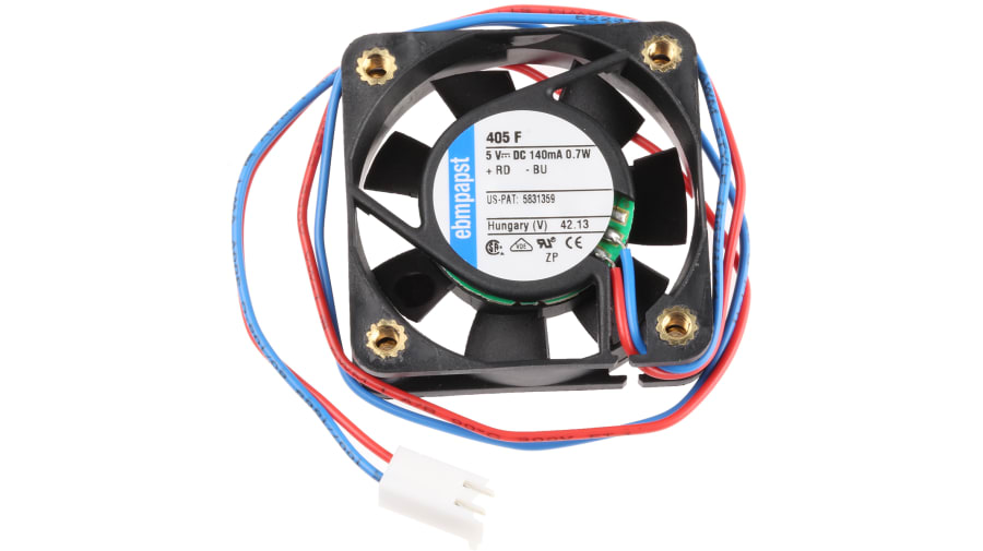 ebm-papst 400 F Series Axial Fan, 5 V dc, DC Operation, 8m³/h, 700mW, 40 x 40 x 10mm – Model: 405F-RS0