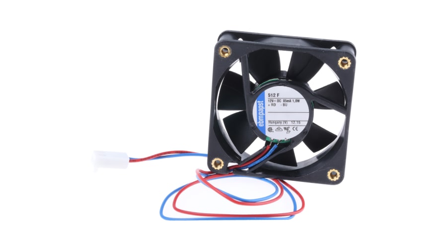 ebm-papst 500 F Series Axial Fan, 12 V dc, DC Operation, 20m³/h, 1W, 50 x 50 x 15mm – Model: 512F-RS0
