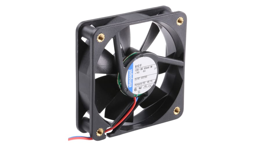 ebm-papst 600 F Series Axial Fan, 12 V dc, DC Operation, 29m³/h, 1W, 60 x 60 x 15mm – Model: 612F-RS0