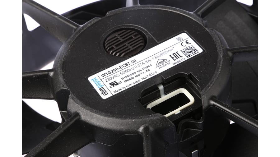 ebm-papst W1G200 Series Axial Fan, 230 V ac, AC Operation, 500m³/h, 11W, 90mA Max, 200 x 78.5mm – Model: W1G200-EC87-20
