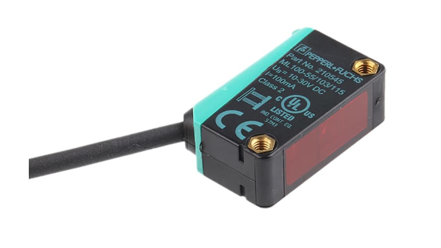 ML100-55/103/115, Pepperl + Fuchs Retroreflective Photoelectric Sensor, Block Sensor, 5 m Detection Range – Model: ML100-55/103/115
