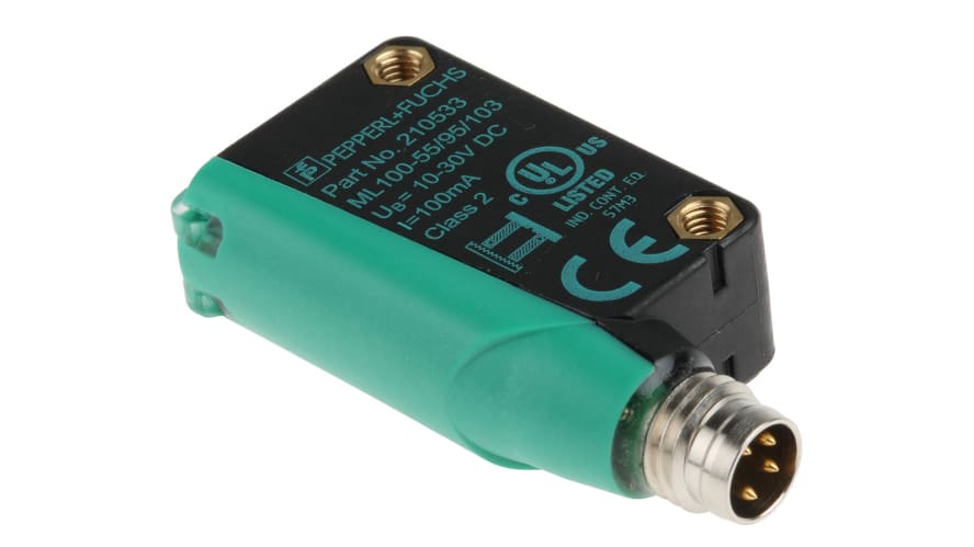 ML100-55/95/103, Pepperl + Fuchs Retroreflective Photoelectric Sensor, Block Sensor, 5 m Detection Range – Model: ML100-55/95/103
