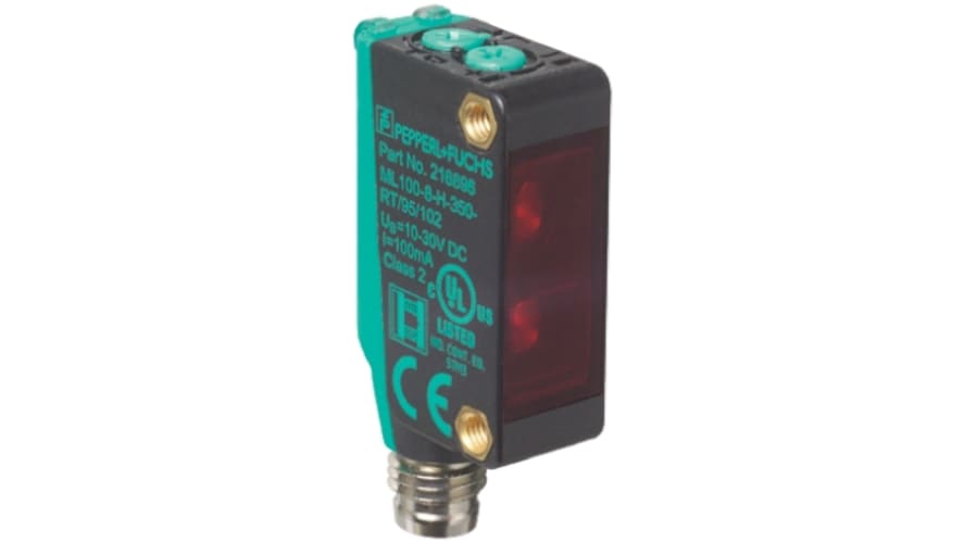 ML100-8-H-350-RT/95/102, Pepperl + Fuchs Diffuse Photoelectric Sensor, Block Sensor, 5 mm → 350 mm Detection Range – Model: ML100-8-H-350-RT