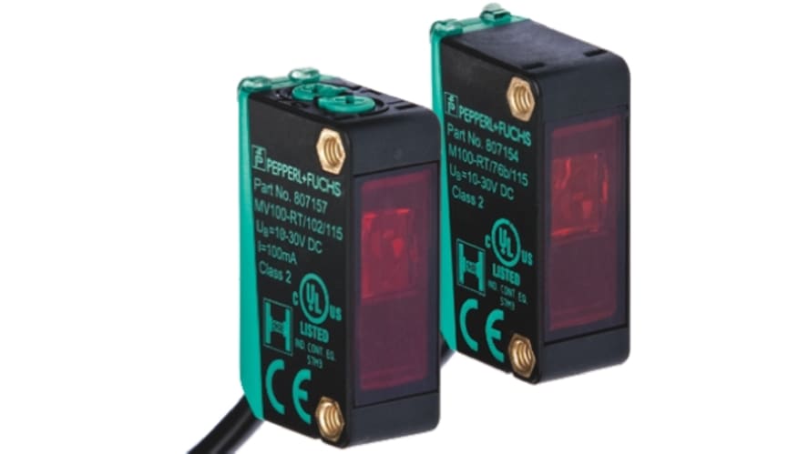 M100/MV100-RT/76b/102/115, Pepperl + Fuchs Through Beam Photoelectric Sensor, Block Sensor, 10 m Detection Range – Model: M100/MV100-RT/76b/