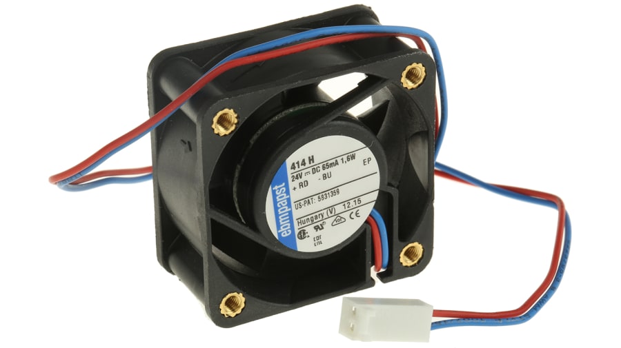 ebm-papst 400 Series Axial Fan, 24 V dc, DC Operation, 13.5m³/h, 1.6W, 40 x 40 x 20mm – Model: 414H-RS0