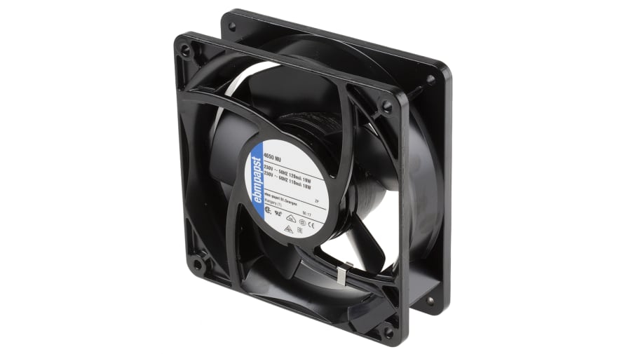 ebm-papst 4000 N Series Axial Fan, 230 V ac, AC Operation, 160m³/h, 19W, IP54, 119 x 119 x 38mm – Model: 4650NU