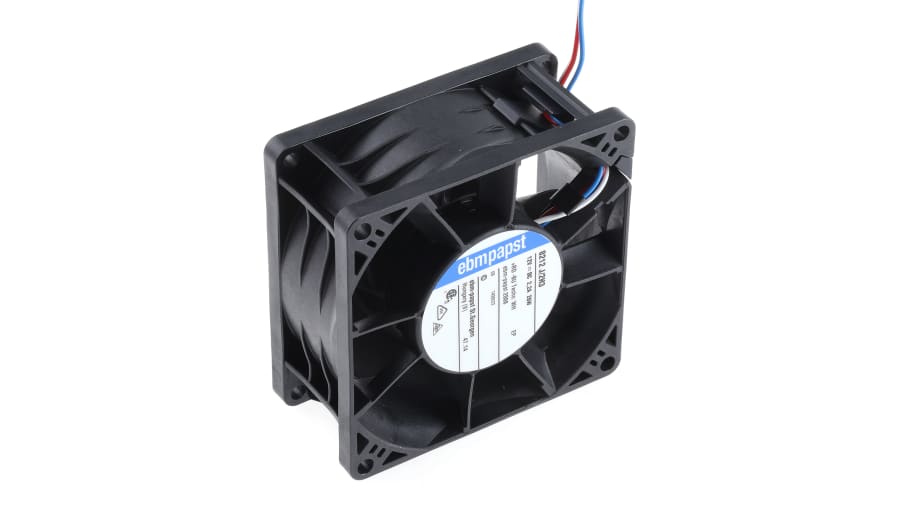 ebm-papst 8200 J Series Axial Fan, 12 V dc, DC Operation, 190m³/h, 26W, 80 x 80 x 38mm – Model: 8212J/2H3-RS0