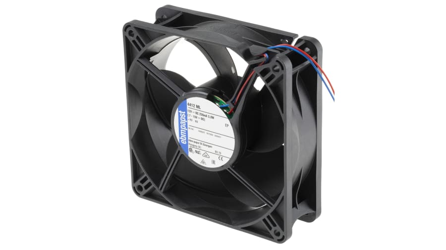 ebm-papst 4400 Series Axial Fan, 12 V dc, DC Operation, 168m³/h, 3W, 119 x 119 x 38mm – Model: 4412ML