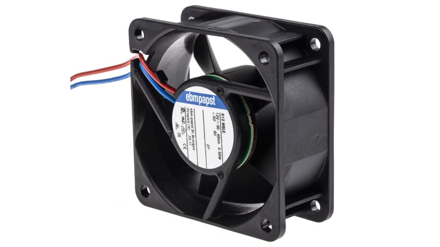 ebm-papst 600 N Series Axial Fan, 12 V dc, DC Operation, 21m³/h, 600mW, 60 x 60 x 25mm – Model: 612NGLE
