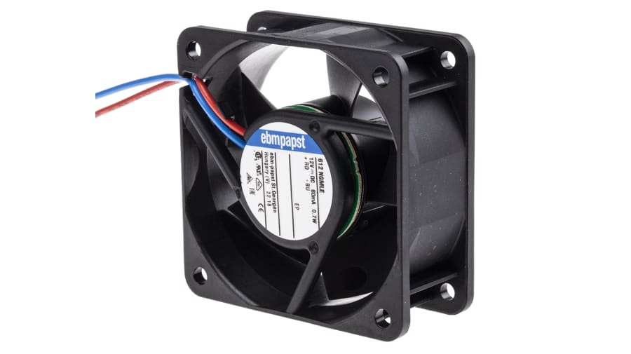 ebm-papst 600 N Series Axial Fan, 12 V dc, DC Operation, 25m³/h, 700mW, 60 x 60 x 25mm – Model: 612NGMLE