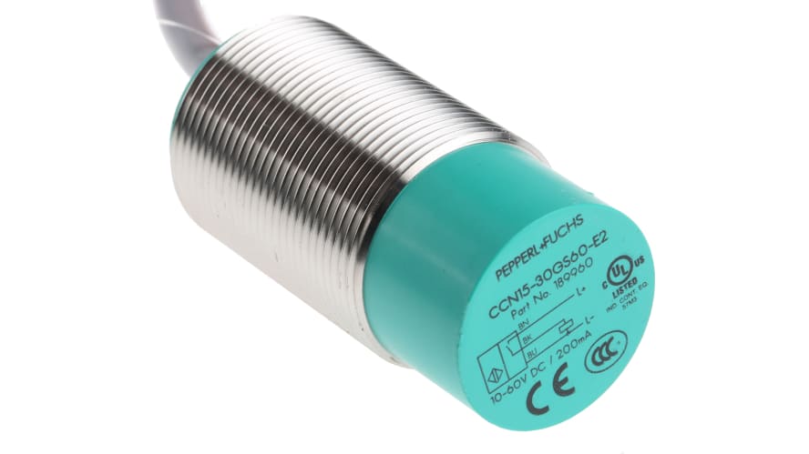 CCN15-30GS60-E2-RSC, Pepperl + Fuchs Capacitive Barrel-Style Proximity Sensor, M30 x 1.5, 15 mm Detection, PNP Output, 10 → 60 V dc, – Model