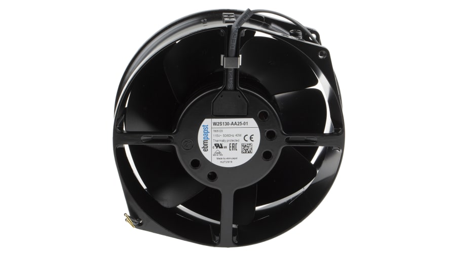 ebm-papst W2S130 Series Axial Fan, 115 V ac, AC Operation, 320m³/h, 38W, 560mA Max, 150 x 55mm – Model: W2S130-AA25-01