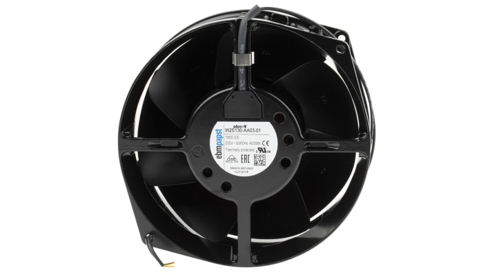 ebm-papst W2S130 Series Axial Fan, 230 V ac, AC Operation, 340m³/h, 39W, 310mA Max, 150 x 55mm – Model: W2S130-AA03-01