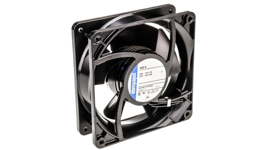 ebm-papst 4000 N Series Axial Fan, 230 V ac, AC Operation, 80m³/h, 11W, 119 x 119 x 38mm – Model: 4890N