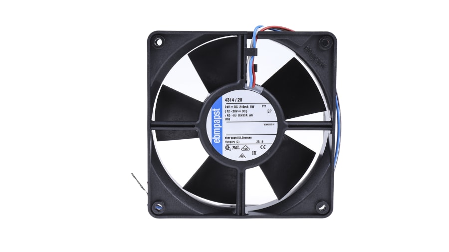 ebm-papst 4300 Series Axial Fan, 24 V dc, DC Operation, 170m³/h, 5W, IP68, 119 x 119 x 32mm – Model: 4314/2U