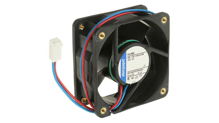 ebm-papst 600 N Series Axial Fan, 24 V dc, DC Operation, 46m³/h, 2.6W, 60 x 60 x 25mm – Model: 614NGH-RS0