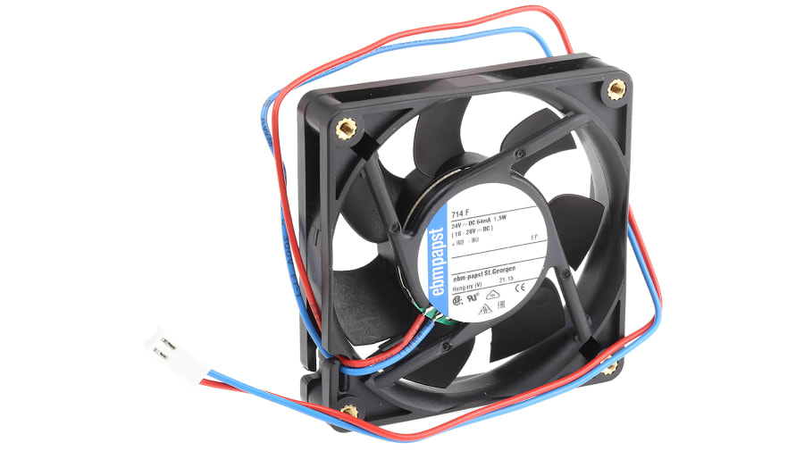 ebm-papst 700 F Series Axial Fan, 24 V dc, DC Operation, 44m³/h, 1.5W, 70 x 70 x 15mm – Model: 714F-RS0