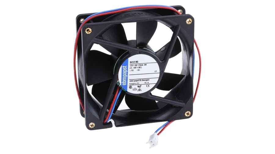 ebm-papst 8400 N Series Axial Fan, 12 V dc, DC Operation, 69m³/h, 2W, 80 x 80 x 25mm – Model: 8412NG-RS0