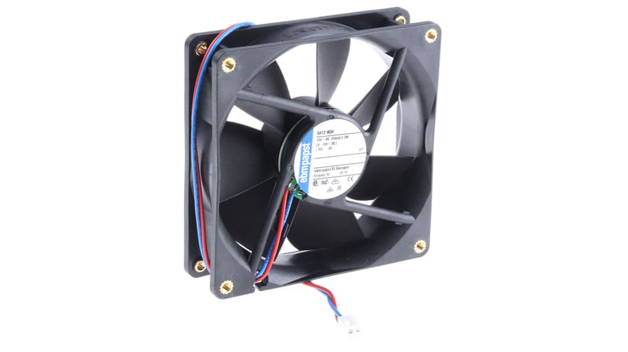 ebm-papst 3400 N Series Axial Fan, 12 V dc, DC Operation, 94m³/h, 2.5W, 92 x 92 x 25mm – Model: 3412NGH-RS0