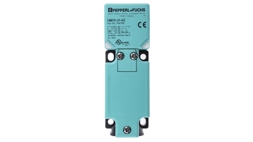 NBB15-U1-A2, Pepperl + Fuchs Inductive Block-Style Proximity Sensor, 15 mm Detection, PNP Output, 10 → 30 V dc, IP68, IP69K – Model: NBB15-U