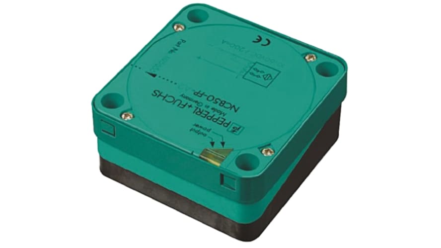 NCB50-FP-E2-P1, Pepperl + Fuchs Inductive Block-Style Proximity Sensor, 50 mm Detection, PNP Output, 10 → 60 V dc, IP68 – Model: NCB50-FP-E2