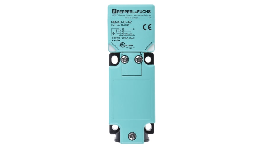 NBN40-U1-A2, Pepperl + Fuchs Inductive Block-Style Proximity Sensor, 40 mm Detection, PNP Output, 10 → 30 V dc, IP68, IP69K – Model: NBN40-U