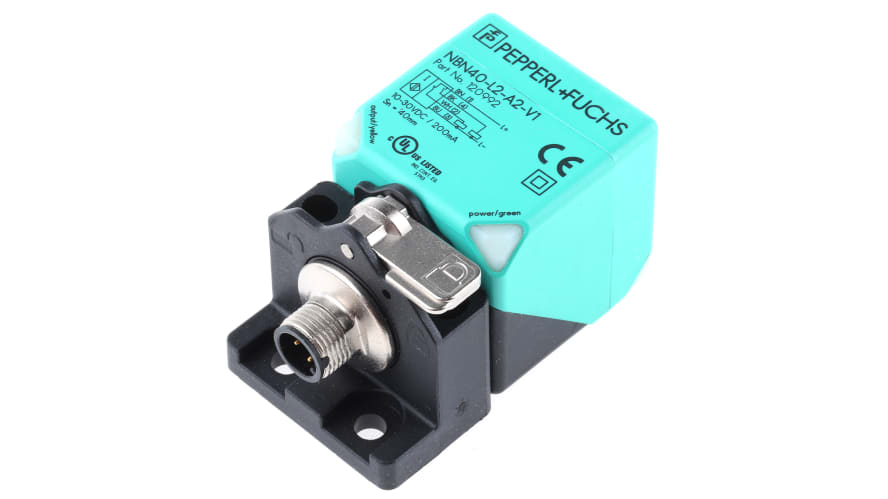 NBN40-L2-A2-V1, Pepperl + Fuchs Inductive Block-Style Proximity Sensor, 40 mm Detection, PNP Output, 10 → 30 V dc, IP69K – Model: NBN40-L2-A