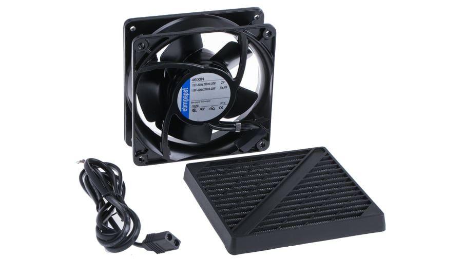 ebm-papst 4000 N Series Axial Fan Kit, 115 V ac, AC Operation, 180m³/h, 18W, 119 x 119 x 38mm – Model: 4600N-KR1