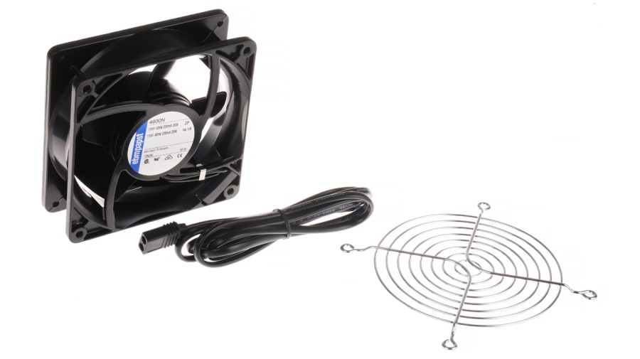 ebm-papst 4000 N Series Axial Fan Kit, 115 V ac, AC Operation, 180m³/h, 18W, 119 x 119 x 38mm – Model: 4600N-KR0