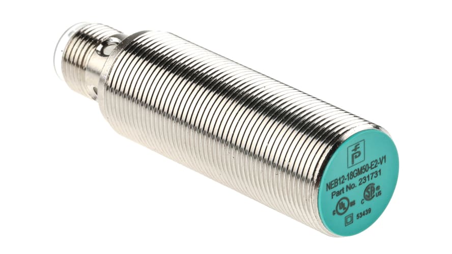 NEB12-18GM50-E2-V1, Pepperl + Fuchs Inductive Barrel-Style Proximity Sensor, M18 x 1, 12 mm Detection, PNP Output, 10 → 30 V dc, IP67 – Mode