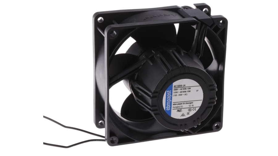 ebm-papst AC 3200 J Series Axial Fan, 85 → 265 V ac, AC Operation, 144m³/h, 12W, 92 x 92 x 38mm – Model: AC3200JH