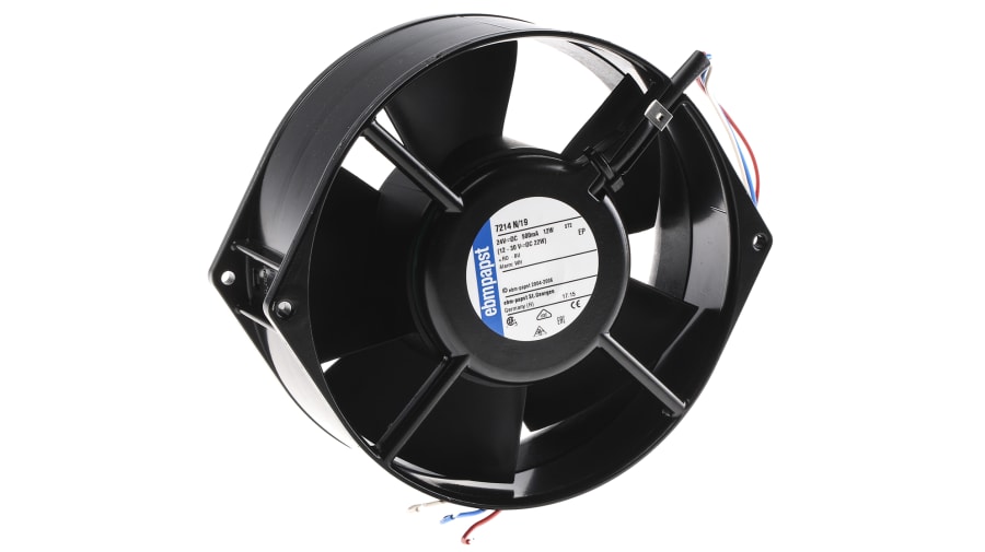ebm-papst 7200 N Series Axial Fan, 24 V dc, DC Operation, 360m³/h, 12W, 150 x 55mm – Model: 7214N/19