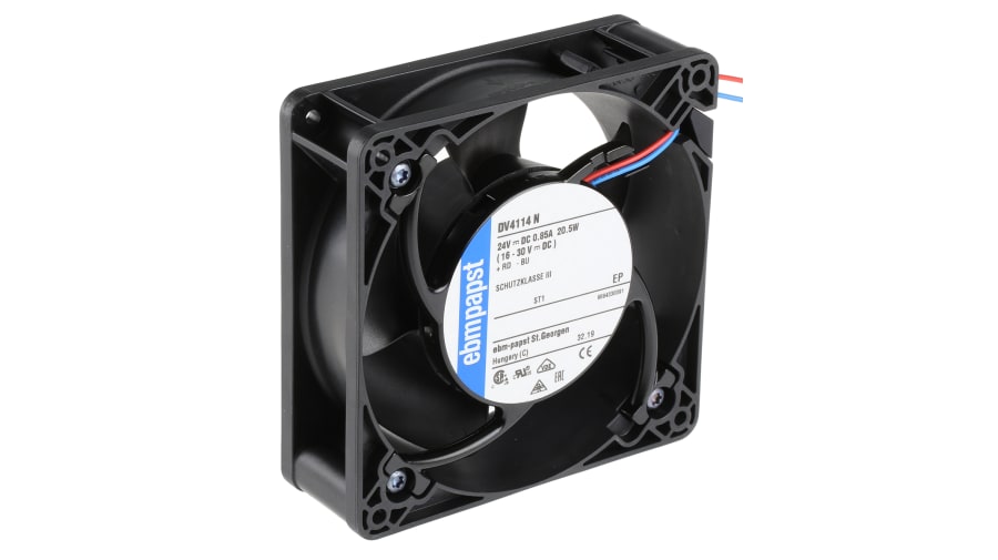 ebm-papst DV 4100 Series Axial Fan, 24 V dc, DC Operation, 280m³/h, 20.5W, 119 x 119 x 38mm – Model: DV4114N