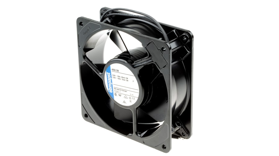 ebm-papst 4000 Z Series Axial Fan, 230 V ac, AC Operation, 98m³/h, 13W, 119 x 119 x 38mm – Model: 4850ZW