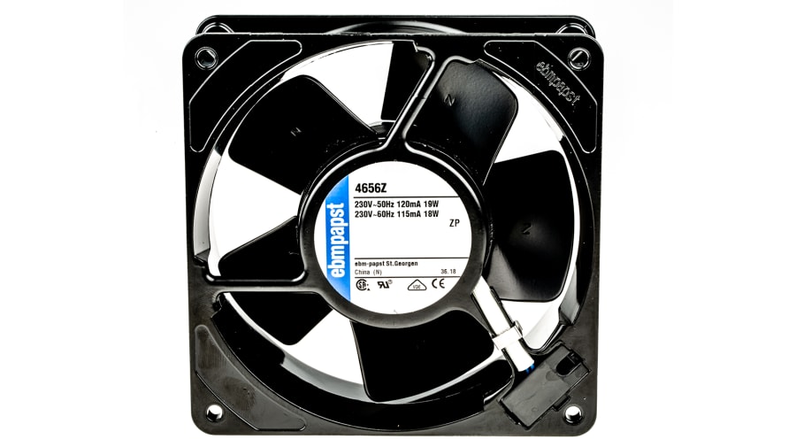 ebm-papst 4000 Z Series Axial Fan, 230 V ac, AC Operation, 160m³/h, 19W, 119 x 119 x 38mm – Model: 4656Z