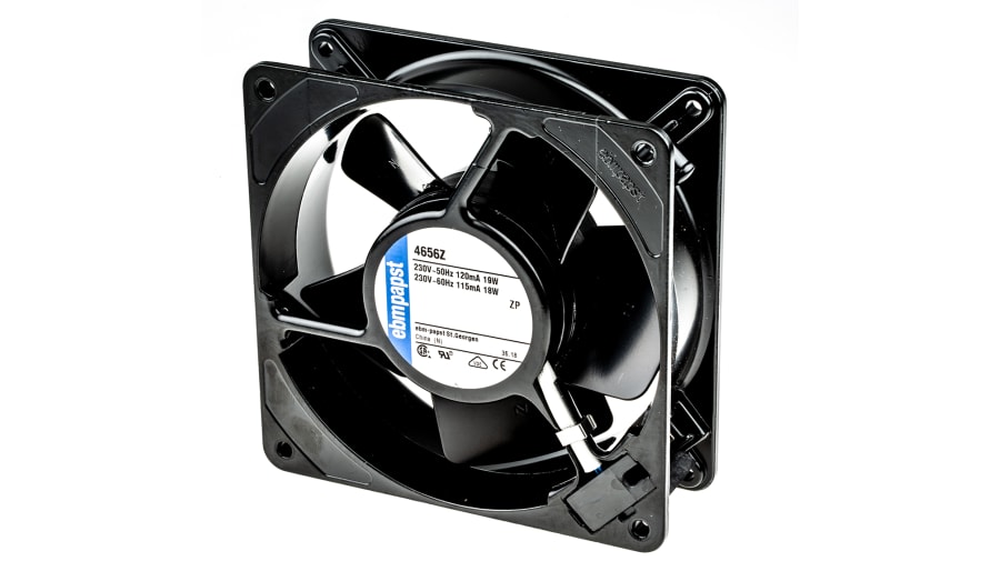 ebm-papst 4000 Z Series Axial Fan, 230 V ac, AC Operation, 160m³/h, 19W, 119 x 119 x 38mm – Model: 4656Z