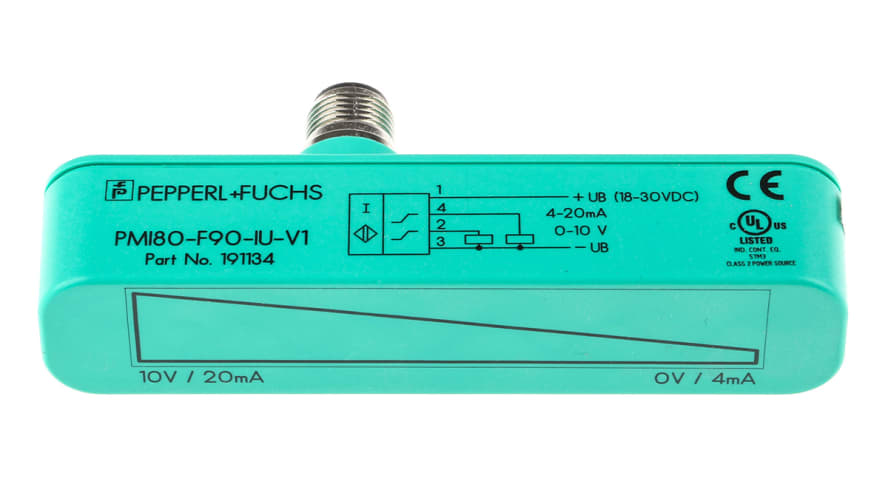 PMI80-F90-IU-V1, Pepperl + Fuchs Inductive Block-Style Proximity Sensor, 0 → 80 mm Detection, Analogue Output, 18 → 30 V – Model: PMI80-F90-