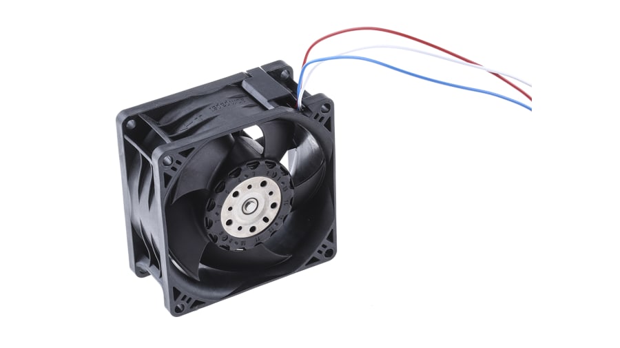 ebm-papst 8200 J Series Axial Fan, 12 V dc, DC Operation, 190m³/h, 26W, 80 x 80 x 38mm