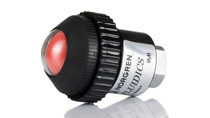 IMI Norgren Green, Red Panel Mounting Visual Indicator, 8.6bar, G 1/8 inlet port, 30mm mount hole – Model: 5VS-412-800