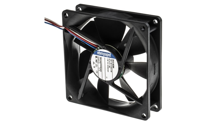 ebm-papst 3400 N Series Axial Fan, 12 V dc, DC Operation, 102m³/h, 2.9W, 92 x 92 x 25mm – Model: 3412N/2HH