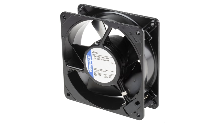 ebm-papst 4000 Z Series Axial Fan, 115 V ac, AC Operation, 180m³/h, 18W, 119 x 119 x 38mm – Model: 4600Z